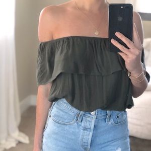 | Olive Off Shoulder Top |